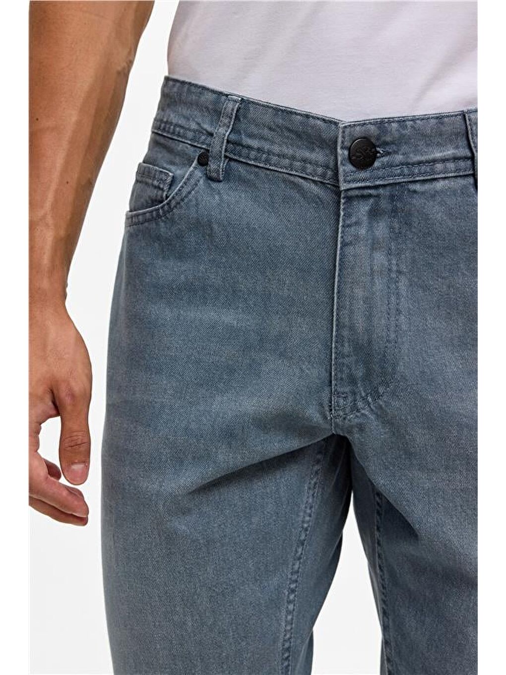 Gri Slim Denim Pantolon-3