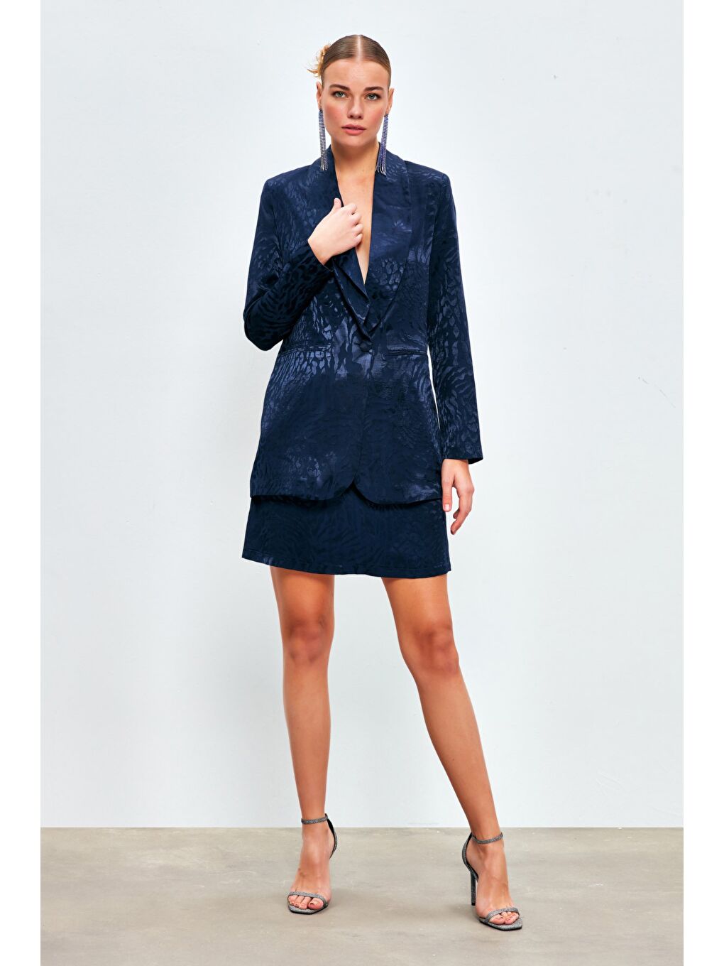 Jakarlı Çan Etek - Lacivert