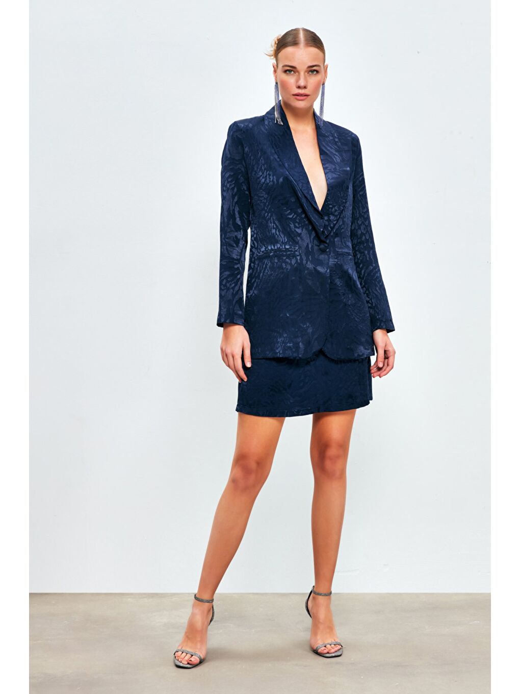 Jakarlı Çan Etek - Lacivert-2