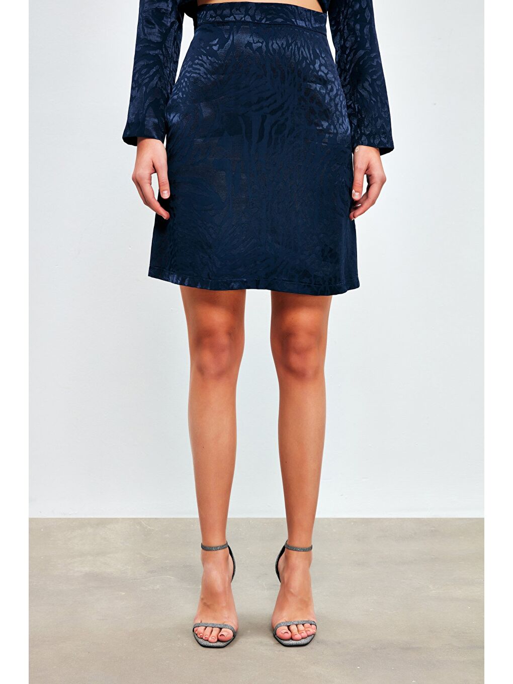 Jakarlı Çan Etek - Lacivert-3