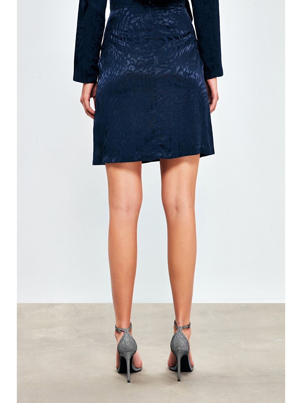 Jakarlı Çan Etek - Lacivert-5