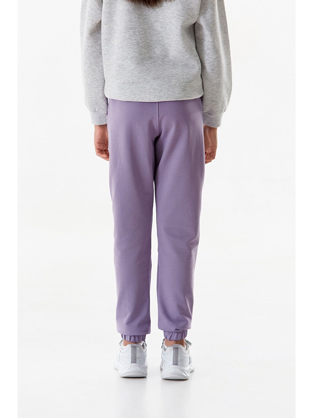Mor Beli Lastikli Çimalı Jogger Kız Çocuk Eşofman Altı-2