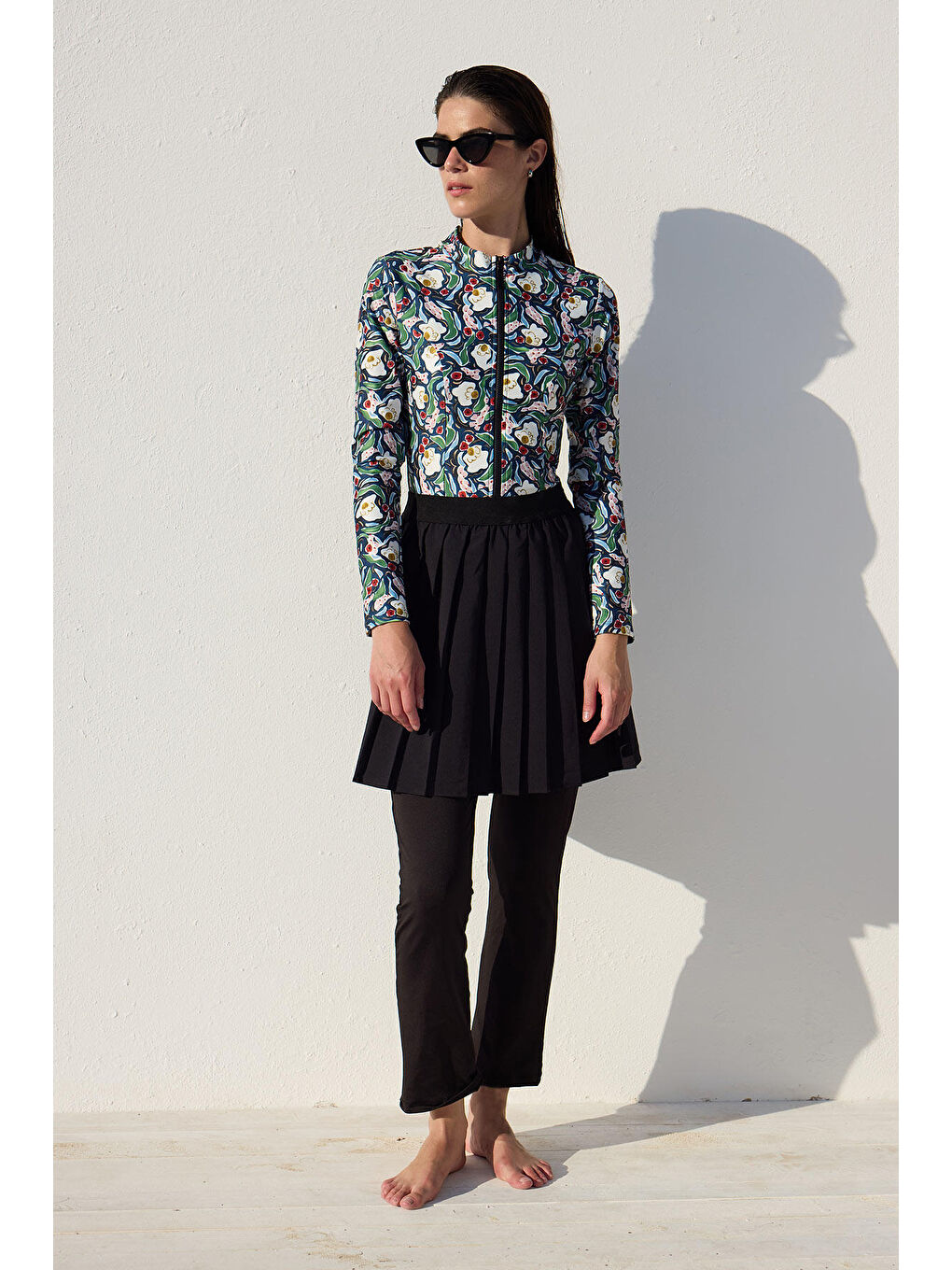 Karışık Desenli Fermuarlı Surf Mayo Multi Color-2