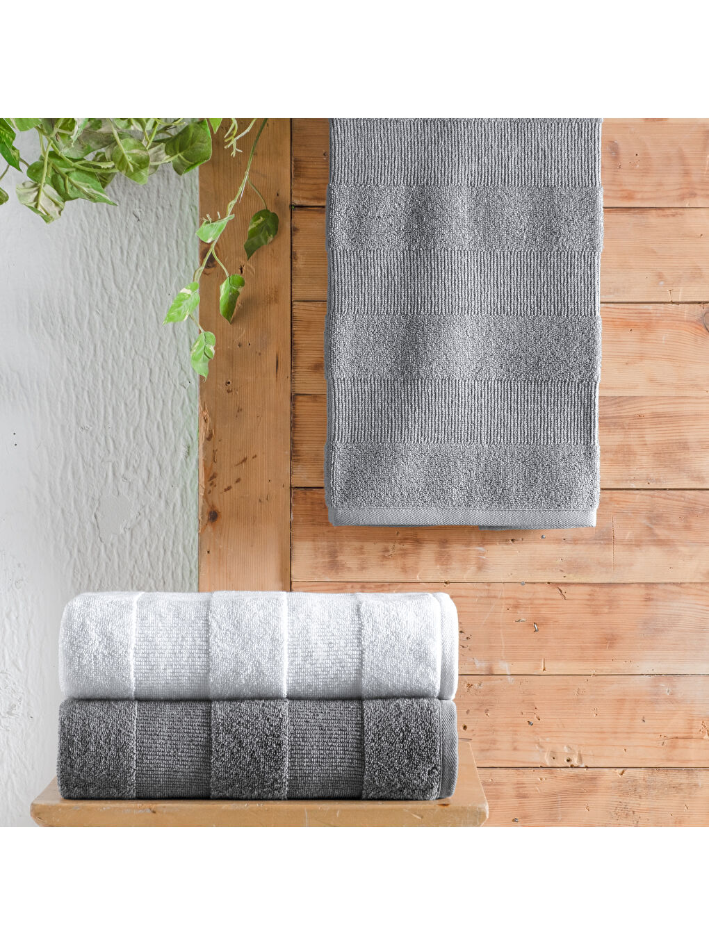 Home Solid Jakarlı Havlu 50x90-Gri