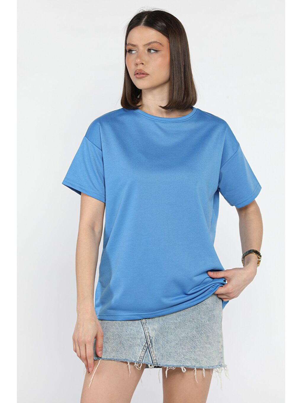 Mavi Kadın Bisiklet Yaka Basic Tişört-1