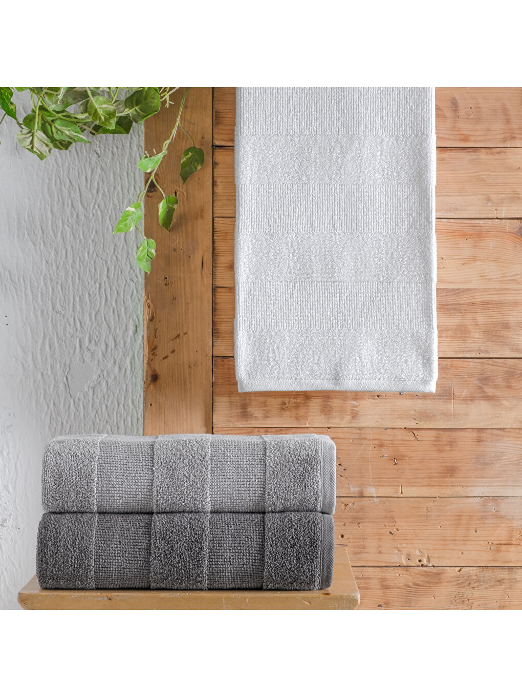 Home Solid Jakarlı Havlu 50x90-Beyaz