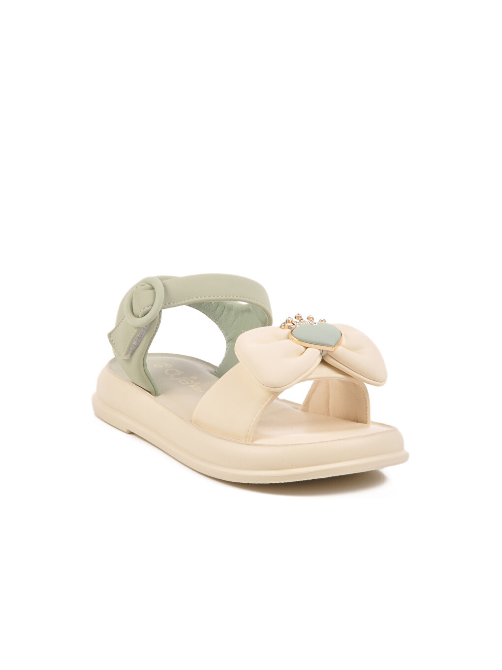 Yeşil Hafif Esnek Taşlı Kız Çocuk Sandalet 25Y600-5 F-2