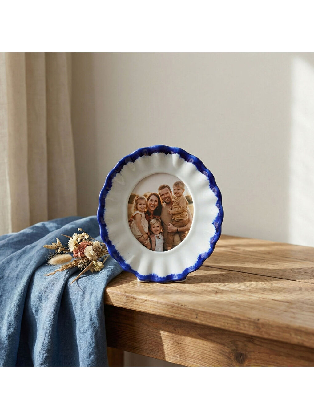 Ekru Güral Hediyelik Dekoratif Fotoğraf Çerçevesi 13 cm Lacivert