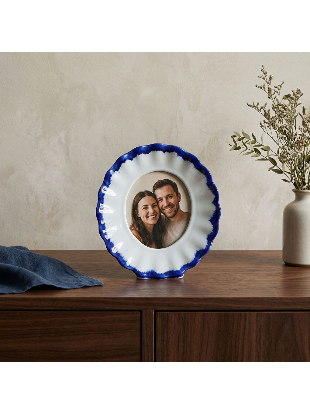 Ekru Güral Hediyelik Dekoratif Fotoğraf Çerçevesi 13 cm Lacivert-1