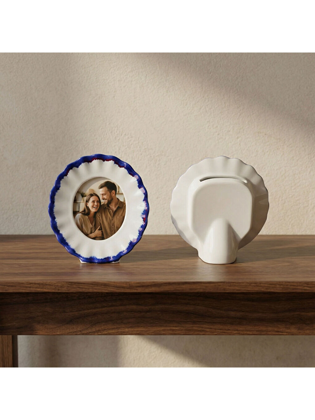 Ekru Güral Hediyelik Dekoratif Fotoğraf Çerçevesi 13 cm Lacivert-2