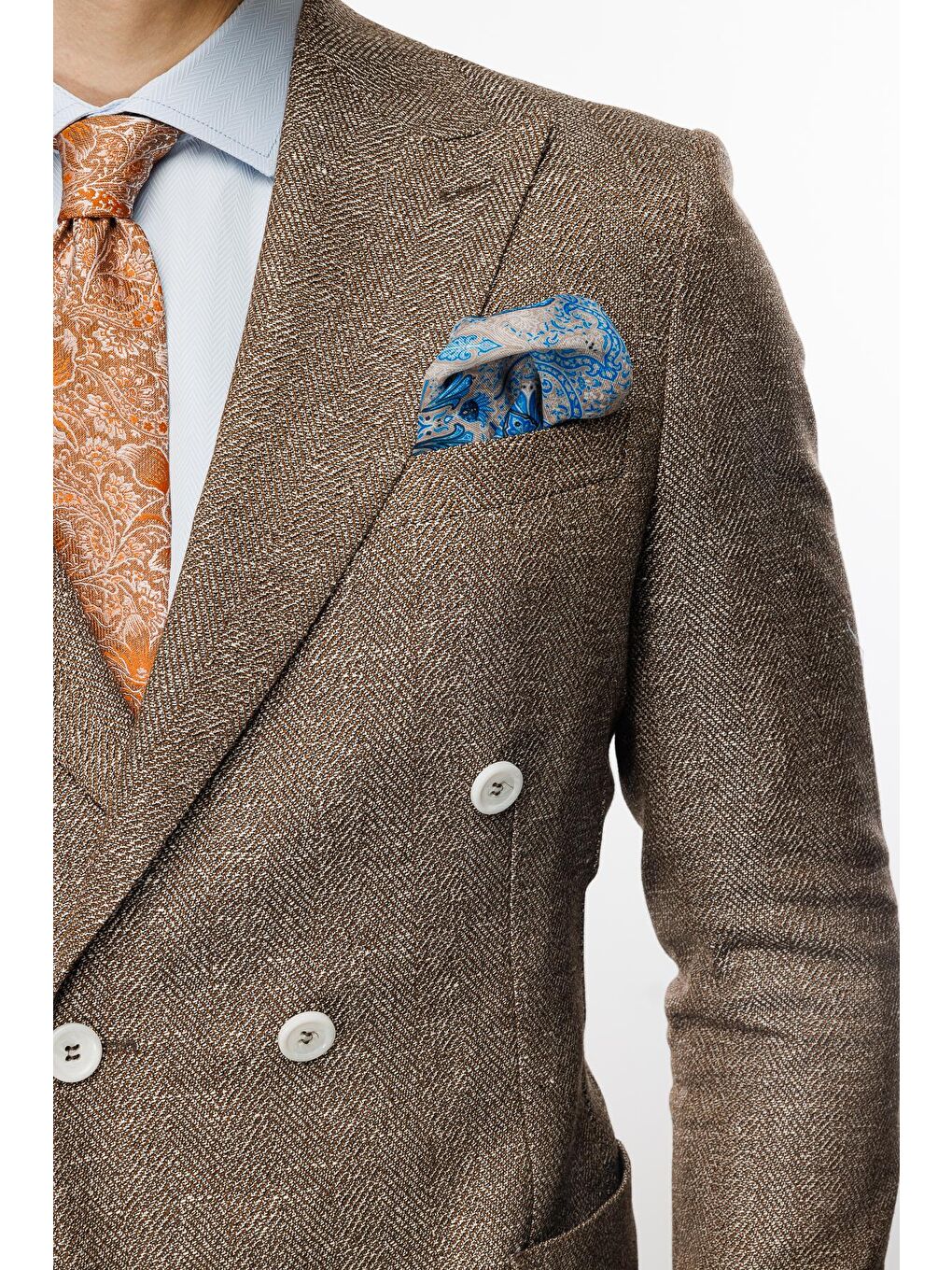 Kahverengi Erkek Kahve Slim Fit / Dar Kalıp Geniş Kırlangıç Ceket-1