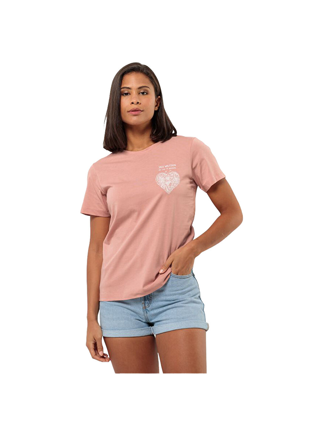 Pembe Discover Heart T Kadın Tişört-1