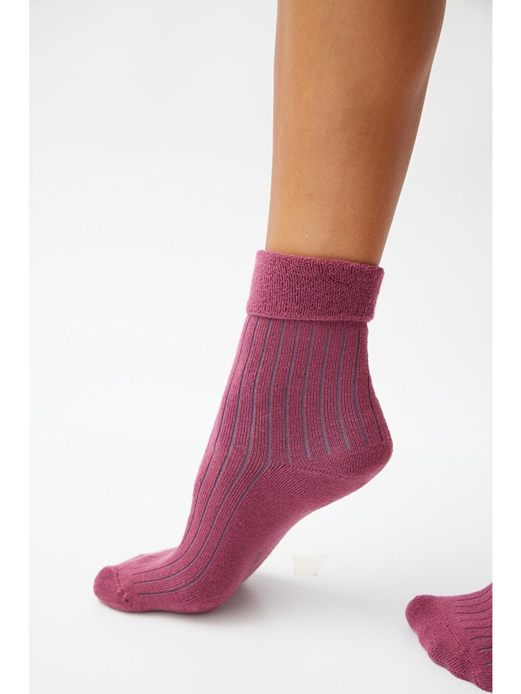 Kadın Bordo Renkli Havlu Soket Çorap-1