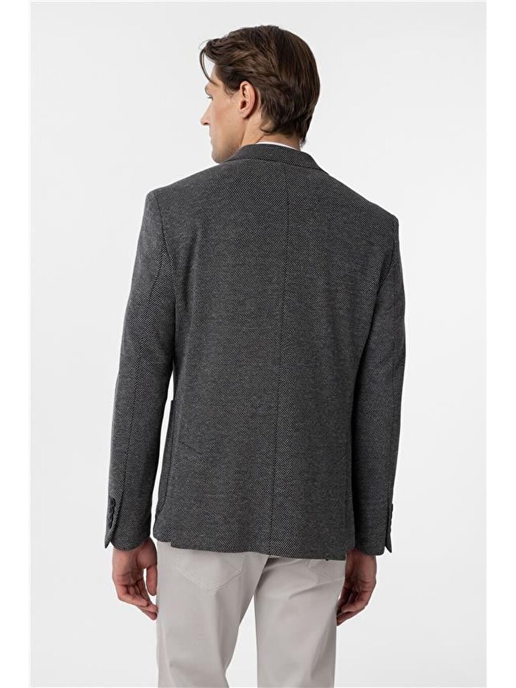 Siyah Slim Desenli Mono Yaka 6 Drop Ceket-6