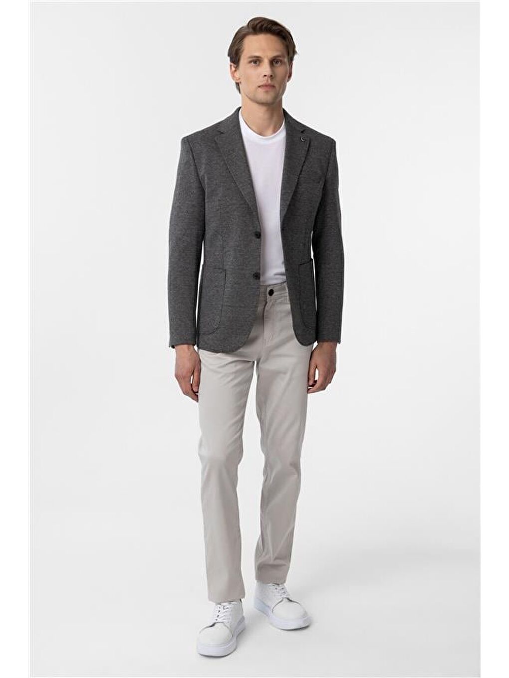 Siyah Slim Desenli Mono Yaka 6 Drop Ceket-7