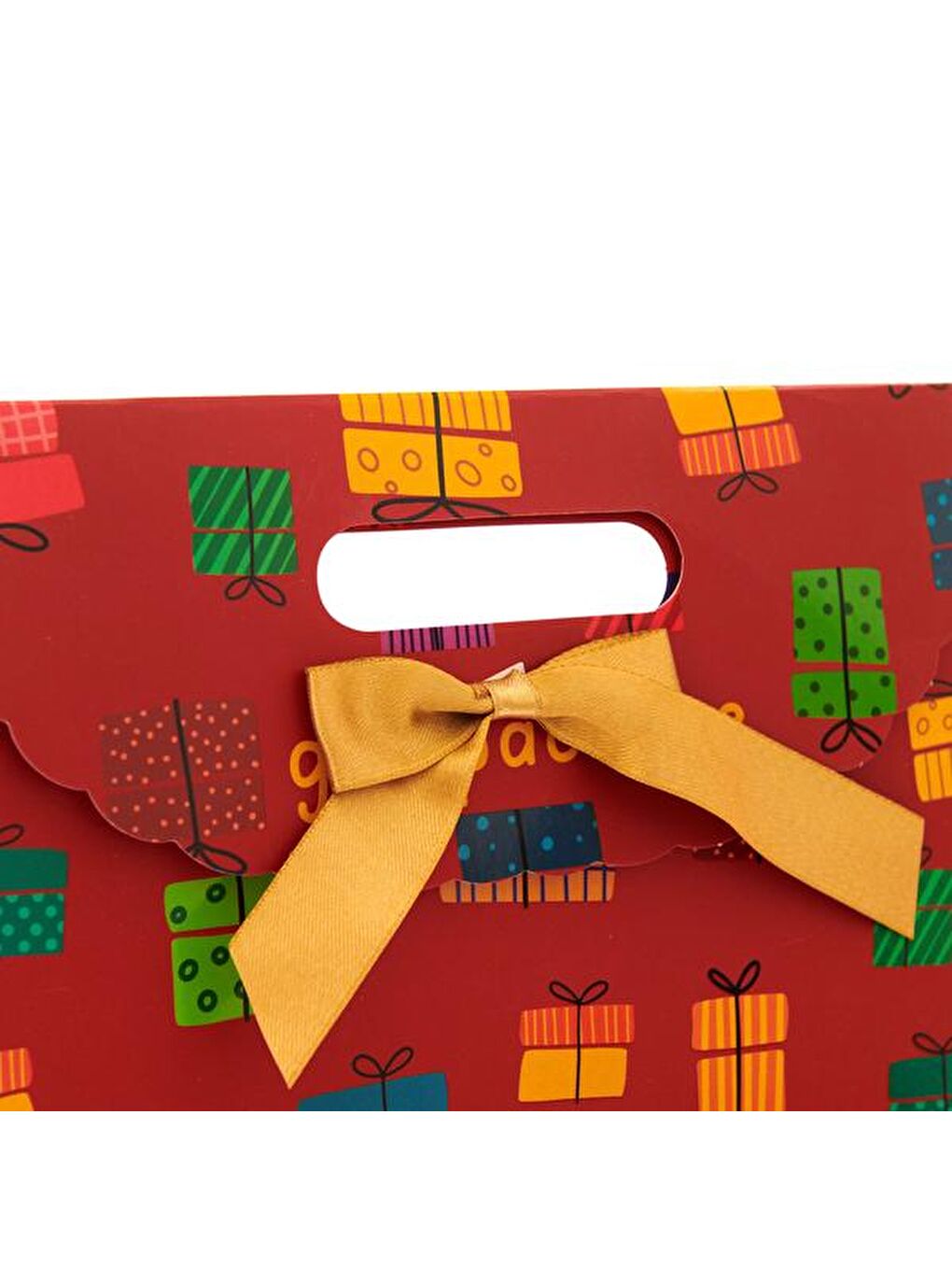 Fiyonklu Hediye Çantası - Kırmızı - 25x38 cm-2