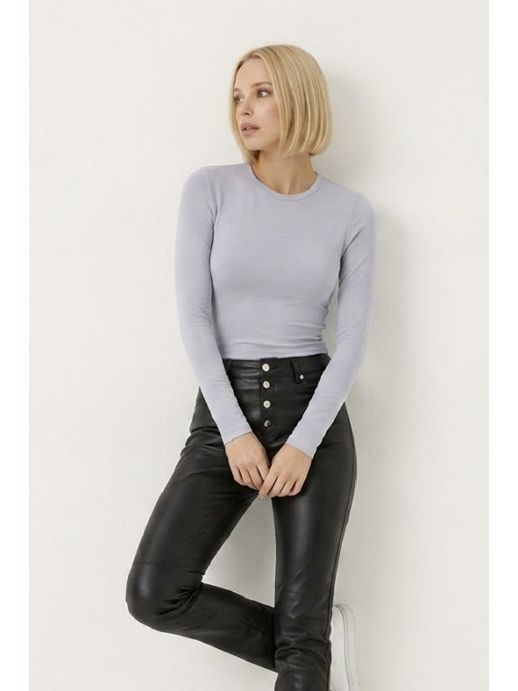 Kadın Günlük Fashion Dar Gri Tişört-3