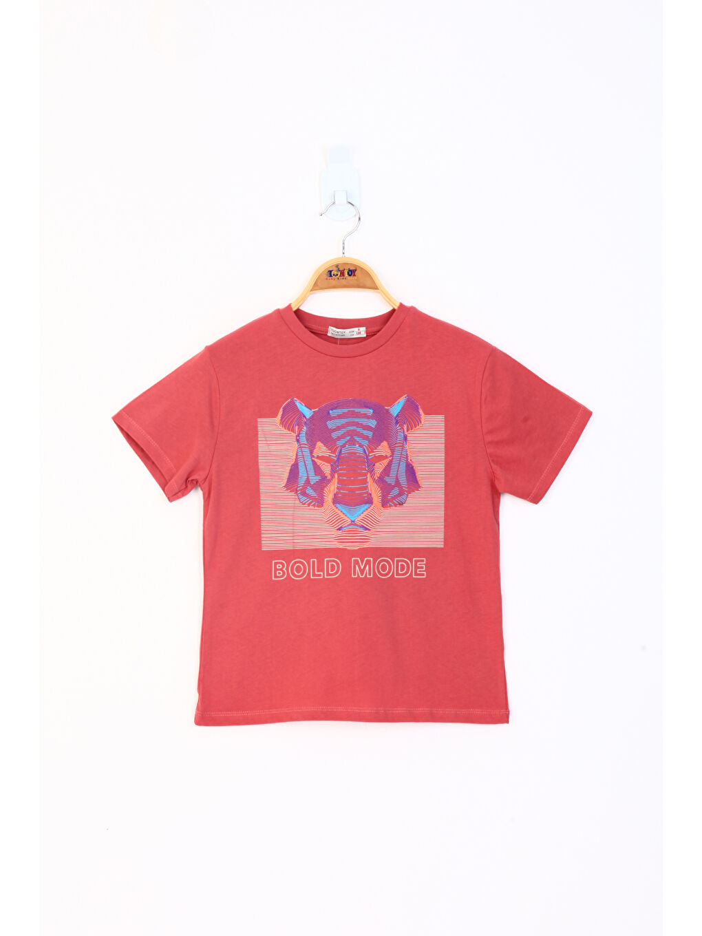 Kırmızı Erkek Çocuk Kabartma Baskılı Tişört