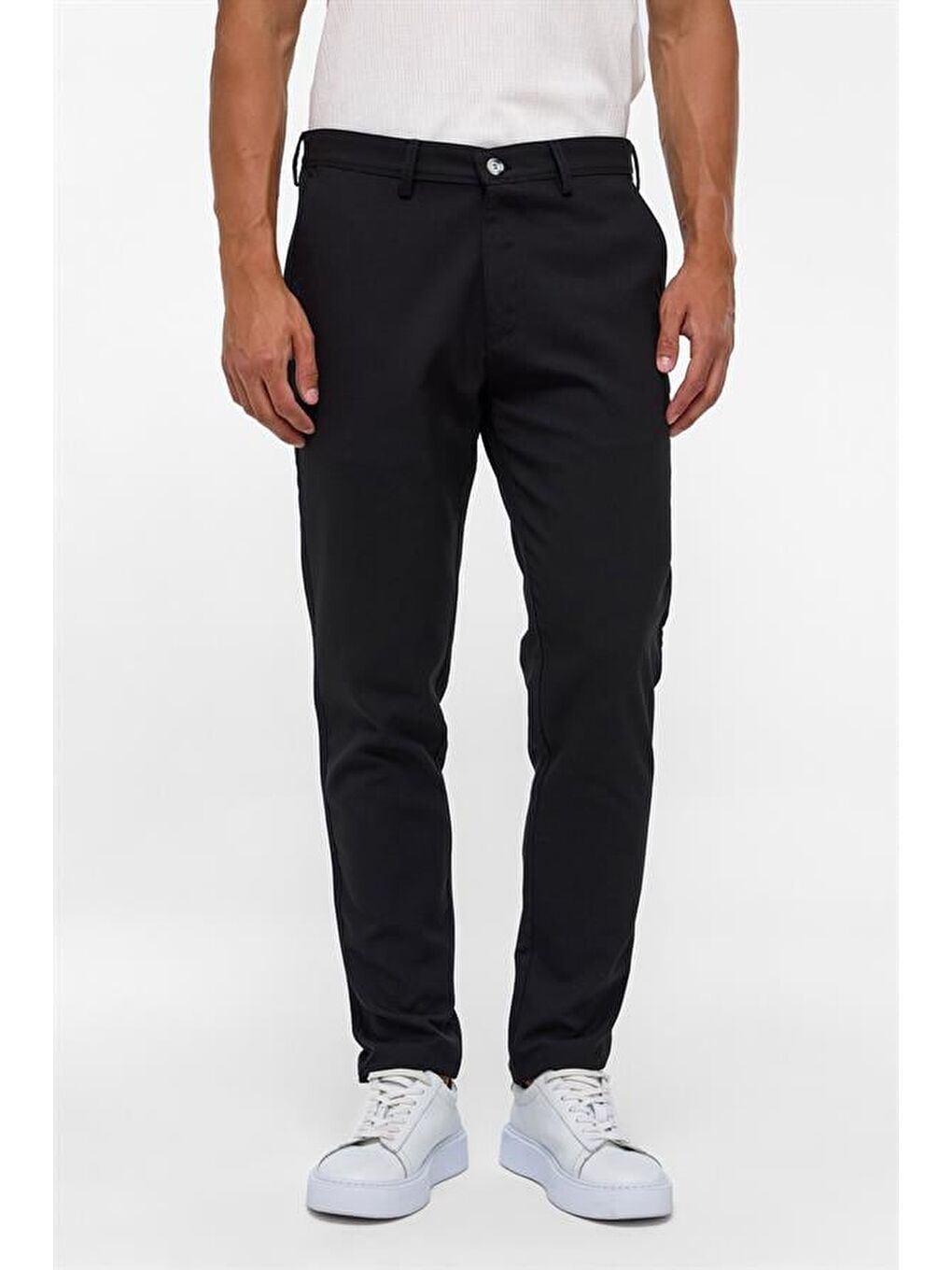 Siyah Slim Desenli Pantolon-1