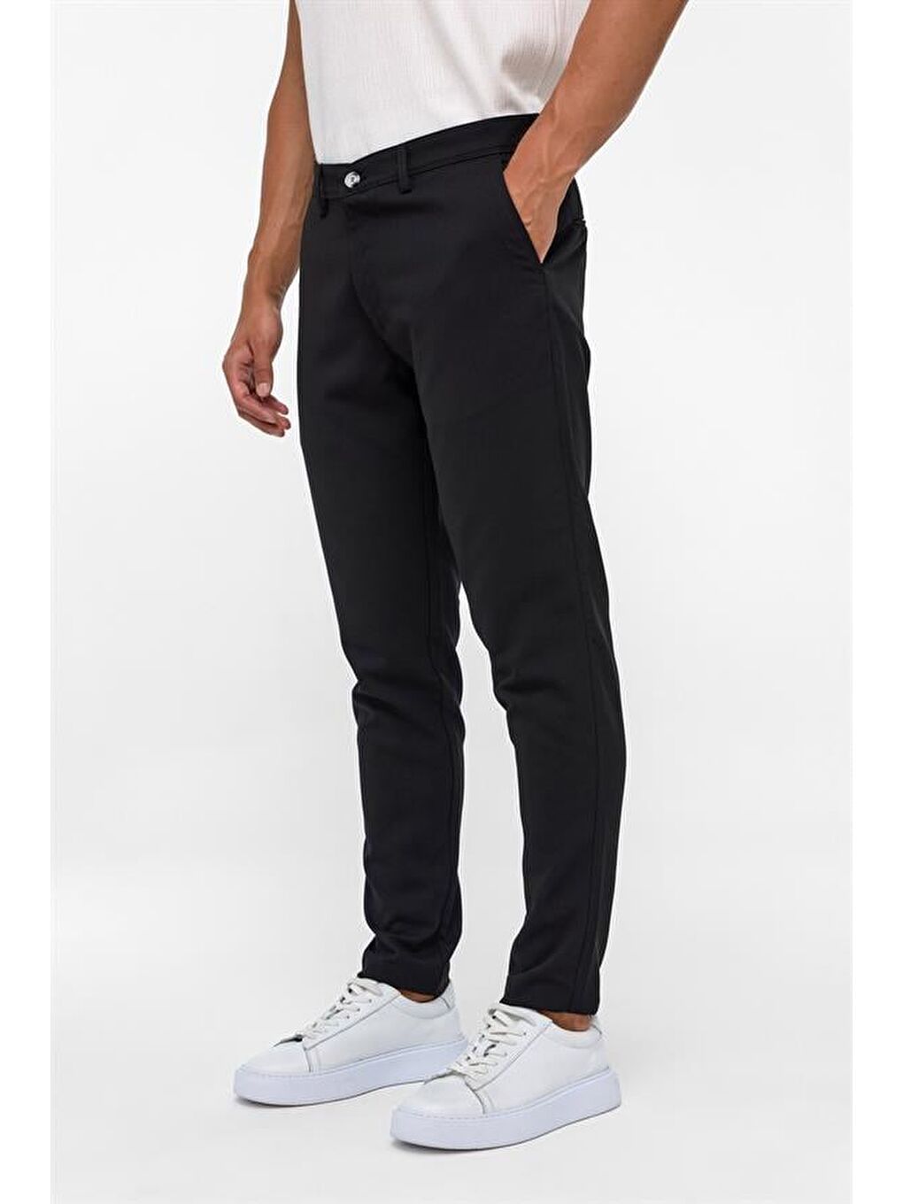 Siyah Slim Desenli Pantolon-2