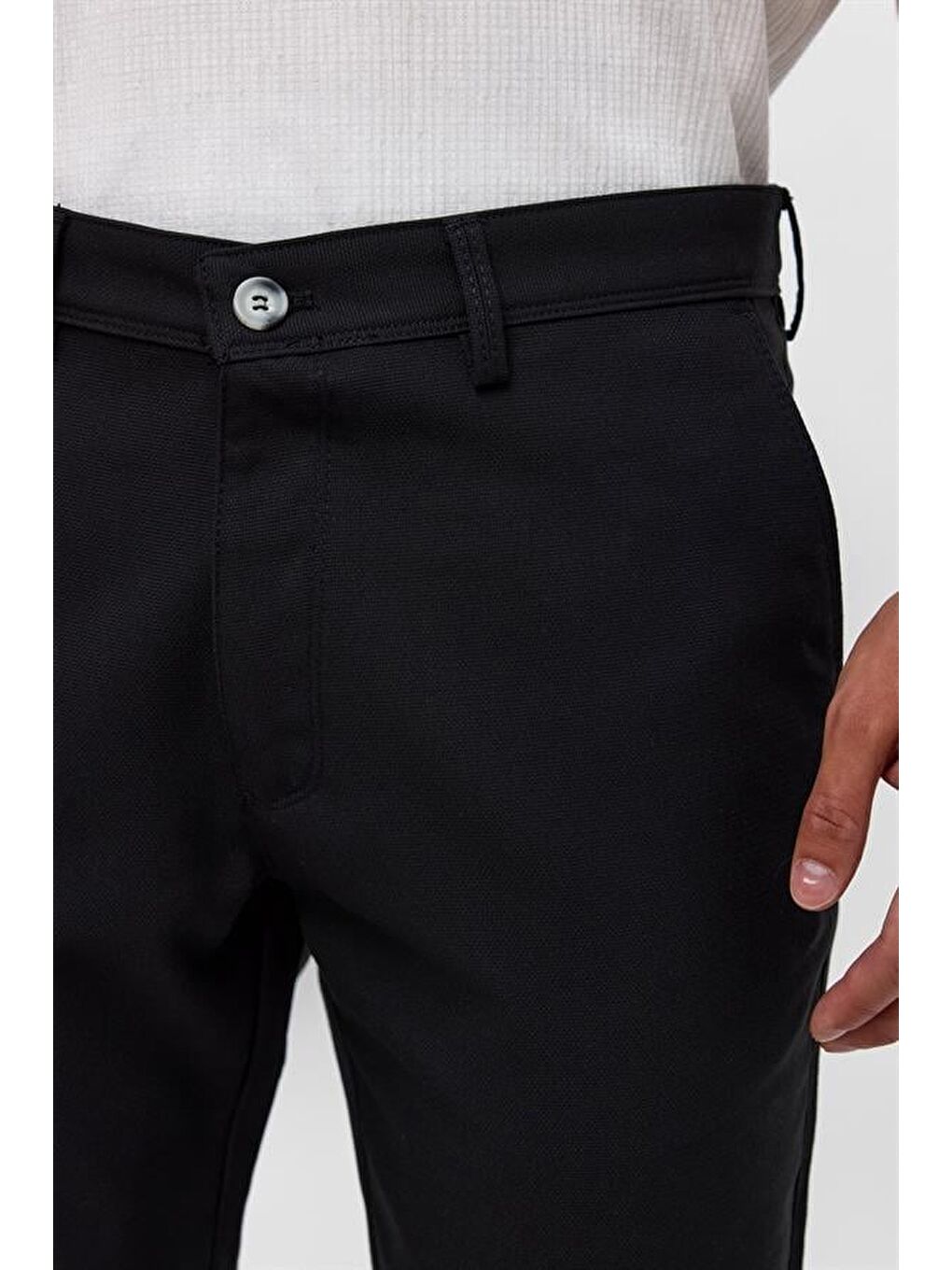 Siyah Slim Desenli Pantolon-3