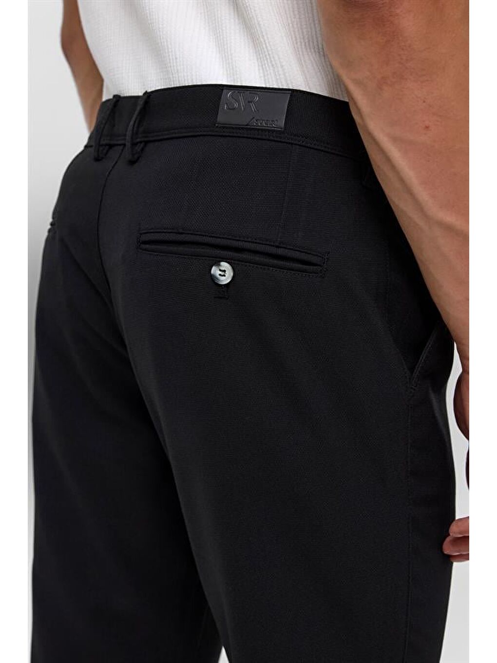 Siyah Slim Desenli Pantolon-5