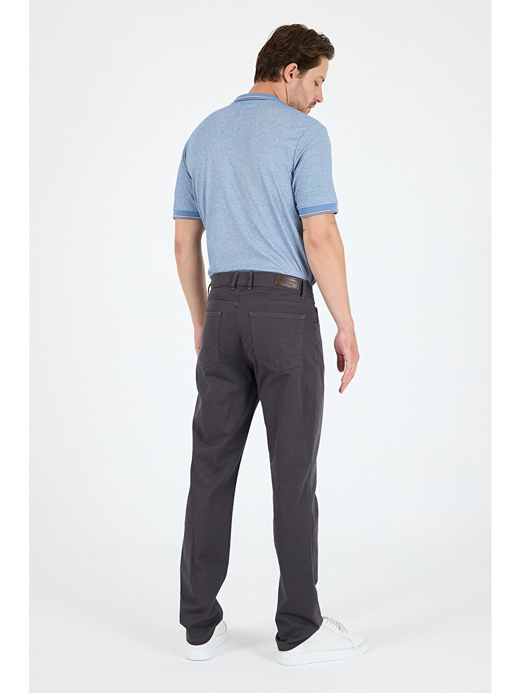 Antrasit Erkek Regular Fit Gabardin %98 Pamuk %2 Elastan Rahat Günlük Klasik Düz Kesim Pantolon-1