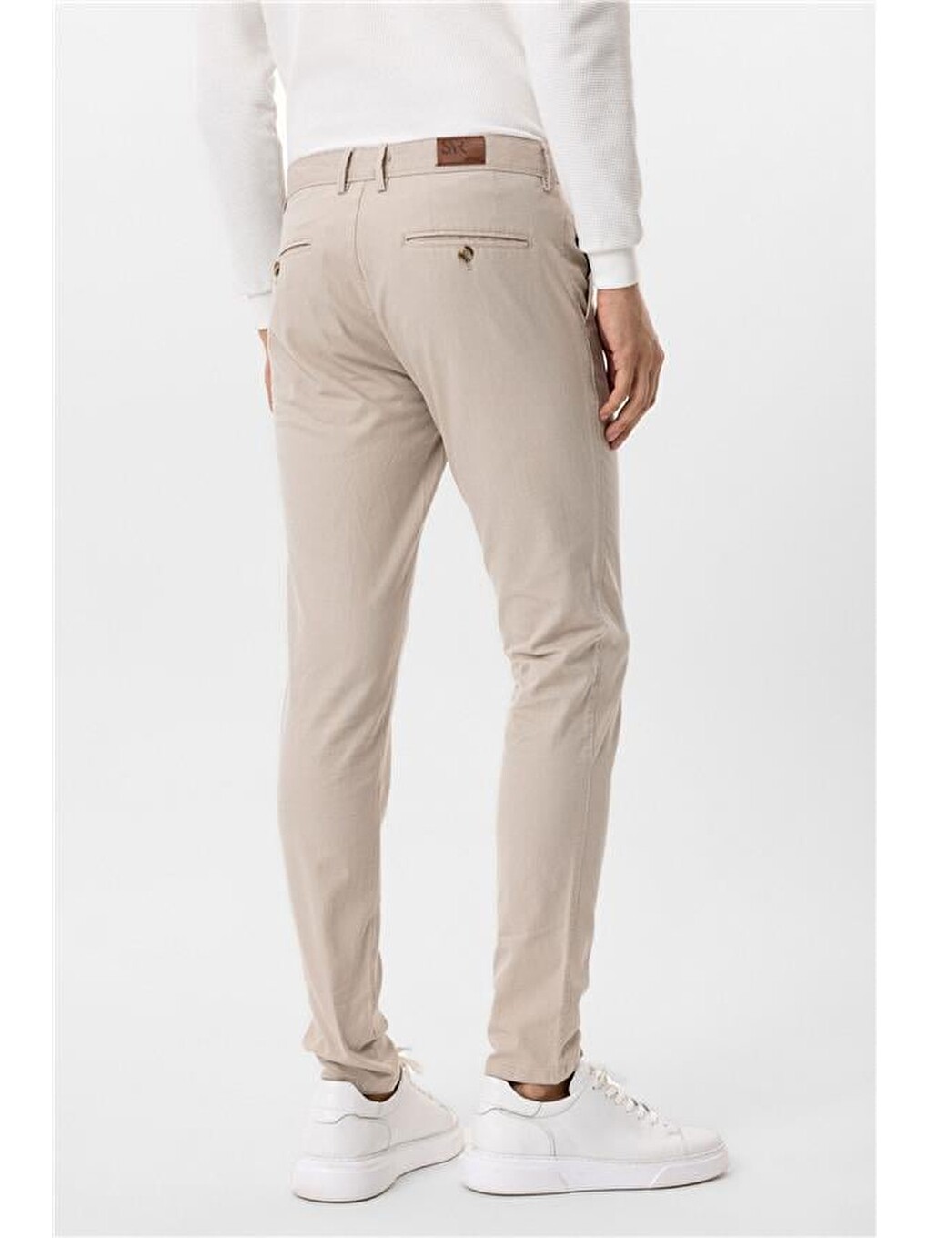 Bej Slim Armürlü Pantolon-5