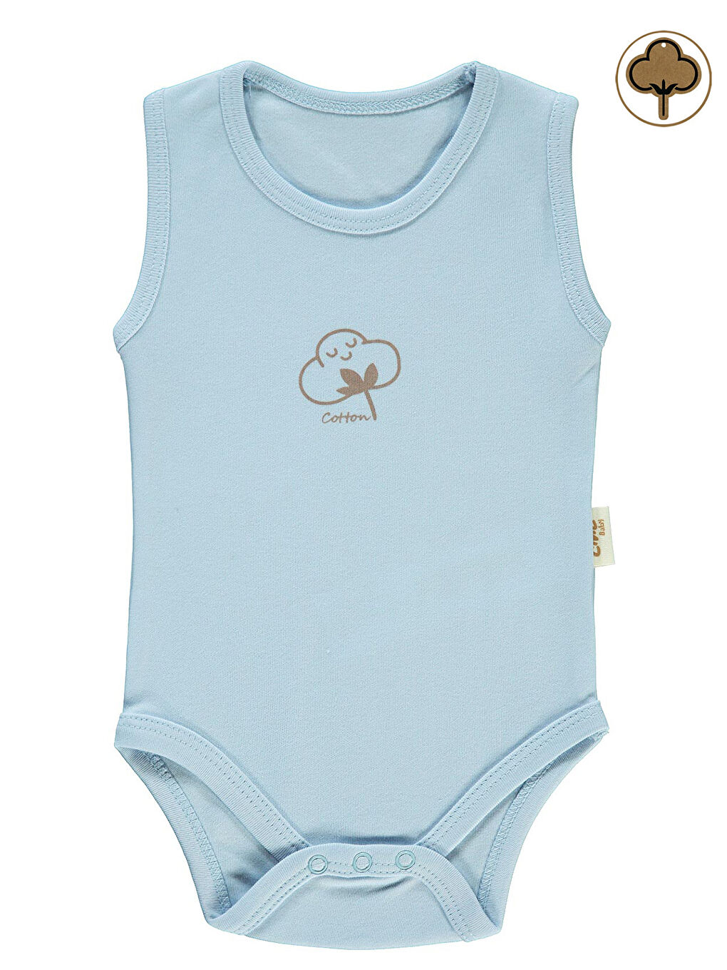 Civil Mavi Baby Bebek Organik Çıtçıtlı Badi 0-18 Ay Mavi