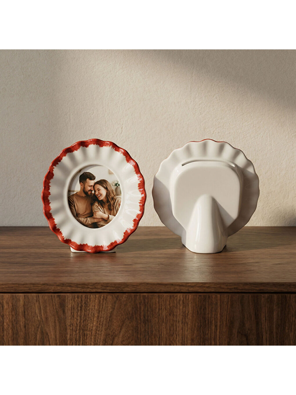 Ekru Güral Hediyelik Dekoratif Fotoğraf Çerçevesi 13 cm Bordo-1