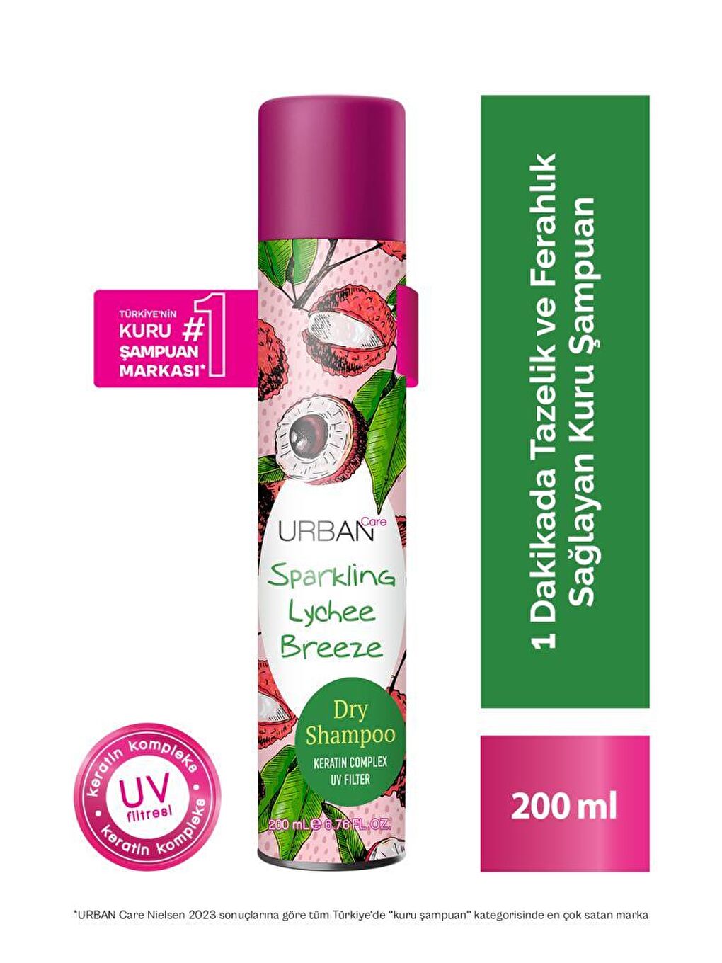 Urban Care Sparkling Lychee Breeze Hacimlendirici Kuru Şampuan - Vegan - Uv Korumalı - 200 ml