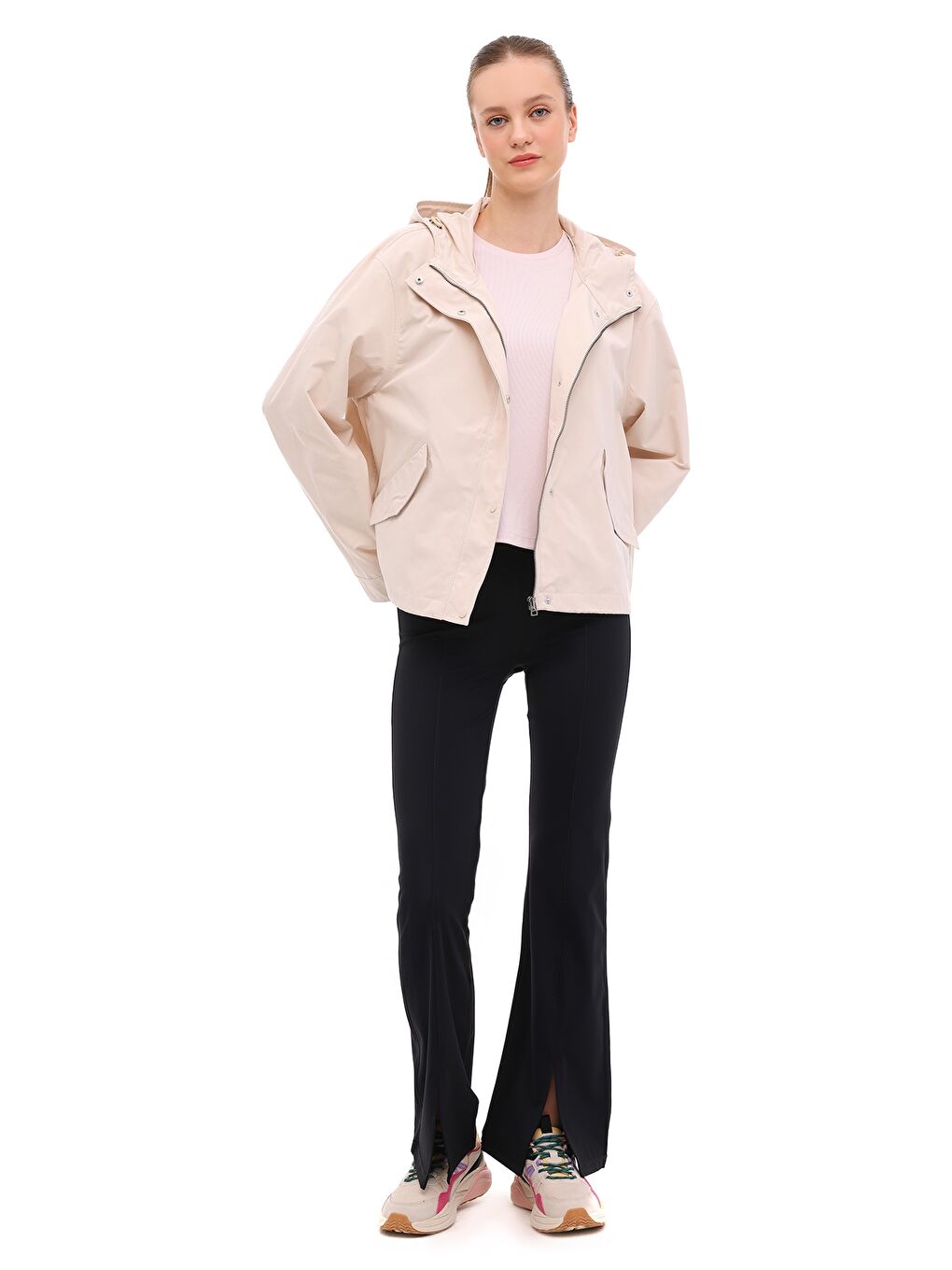 Bej WL 1UZU SS-103 5PR Ekru Kadın Yağmurluk-2