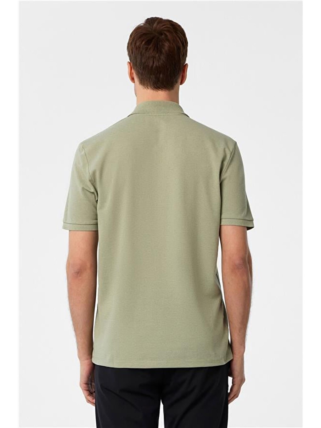 Koyu Yeşil Regular Armürlü Polo Yaka Tişört-4
