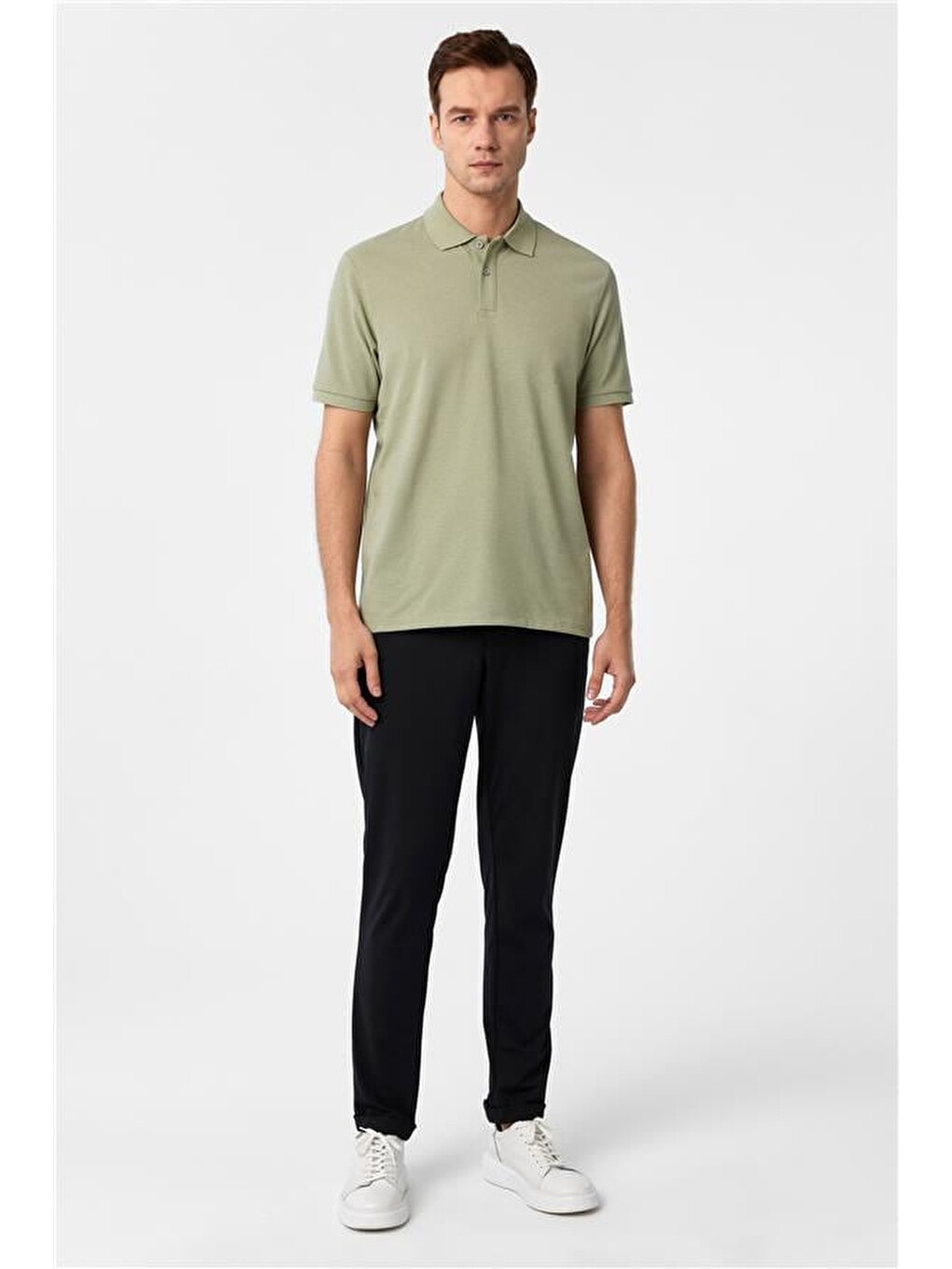 Koyu Yeşil Regular Armürlü Polo Yaka Tişört-5