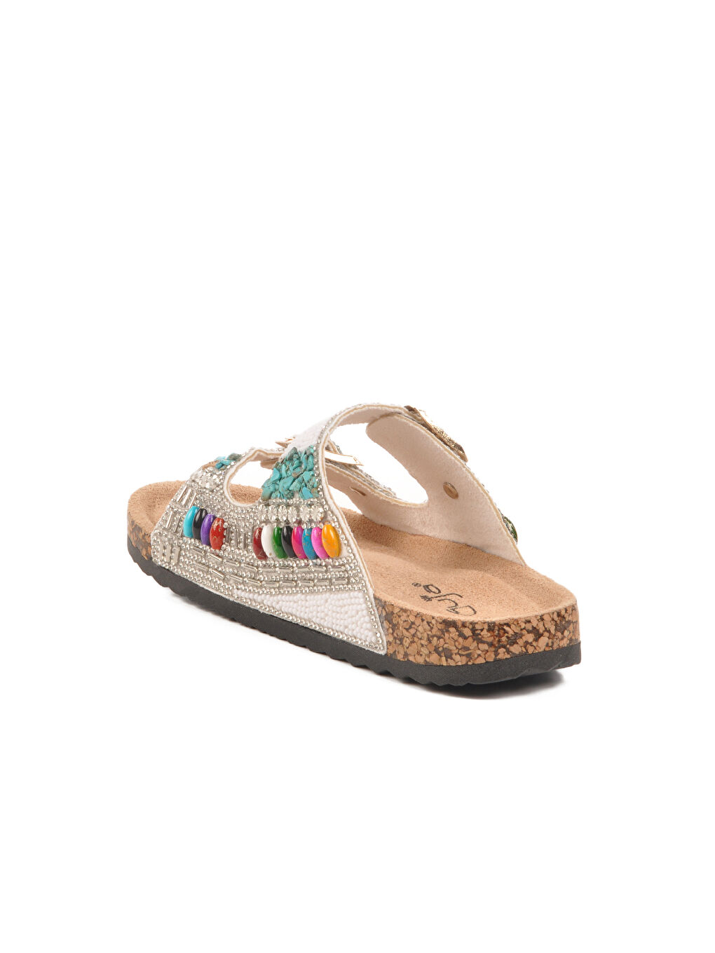 Beyaz Taş İşlemeli Kız Çocuk Terlik 25Y106-6 F-3