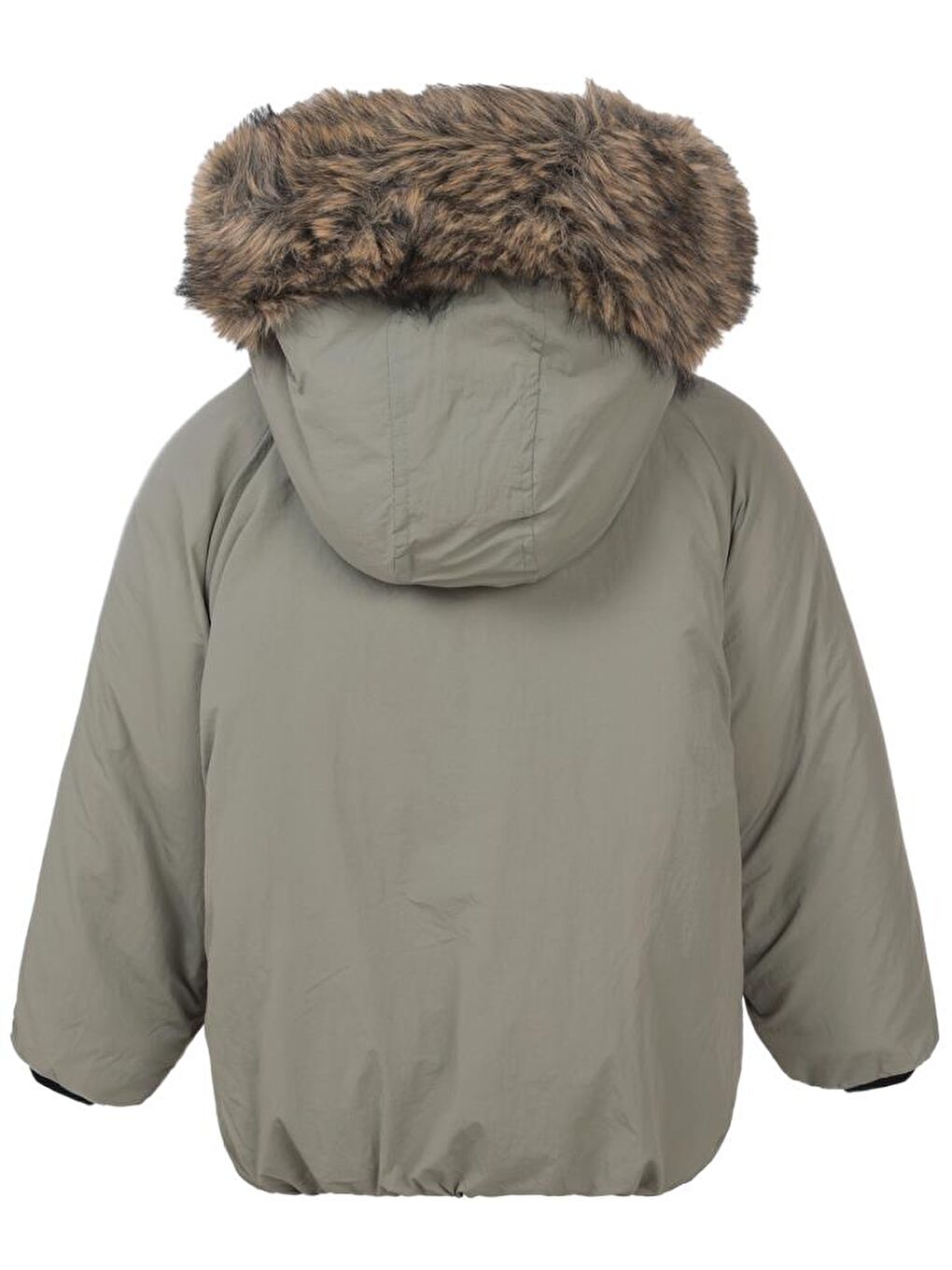 Haki Boys Kürk Kapüşonlu 2-5 Yaş Mont-1