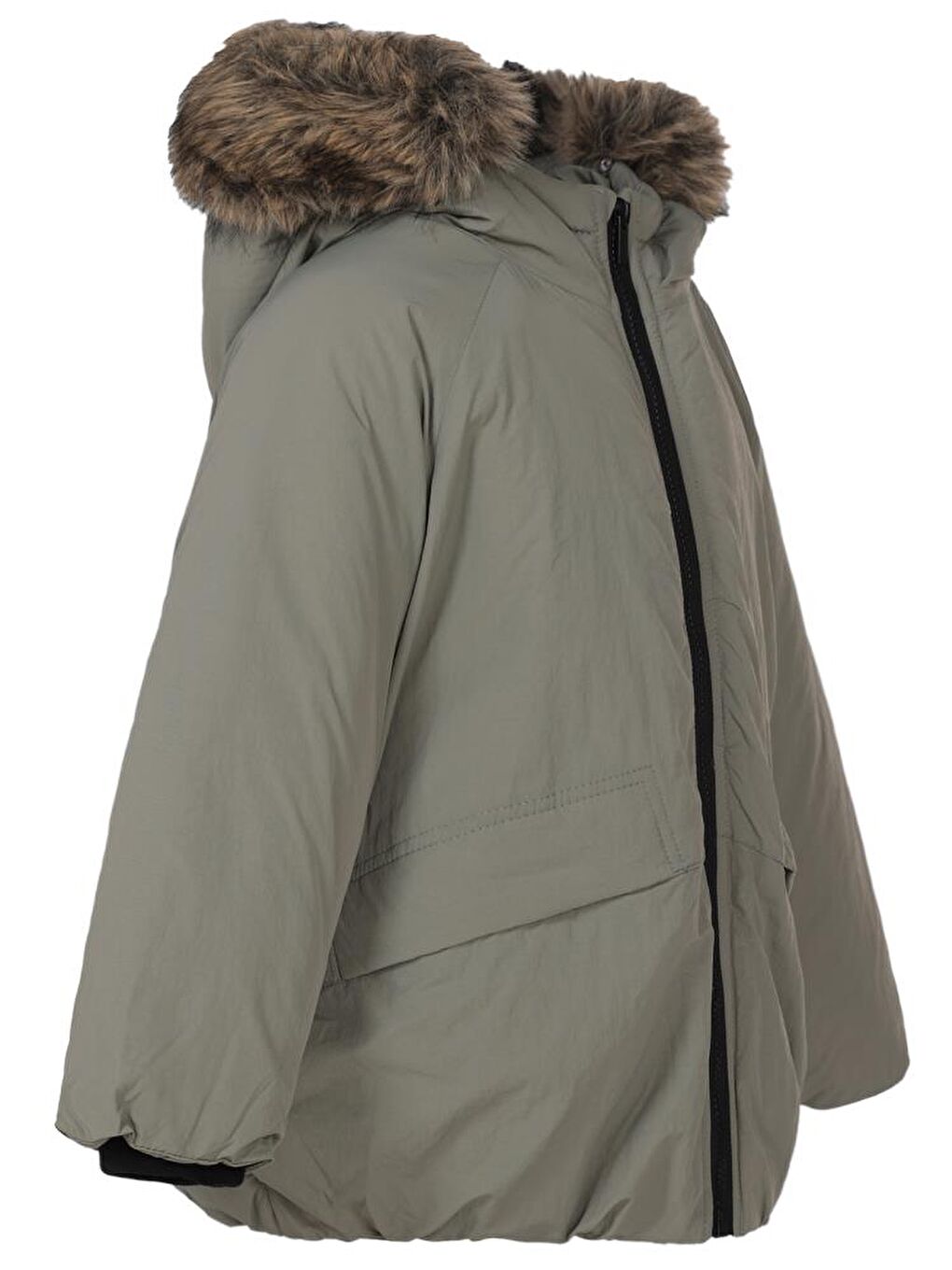 Haki Boys Kürk Kapüşonlu 2-5 Yaş Mont-2