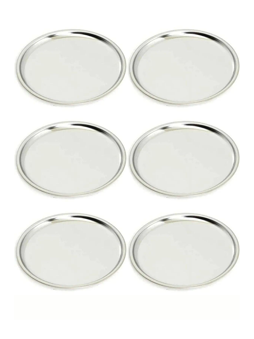 Gri Paslanmaz Çelik 6 Adet 27 cm Yuvarlak Servis Tabağı