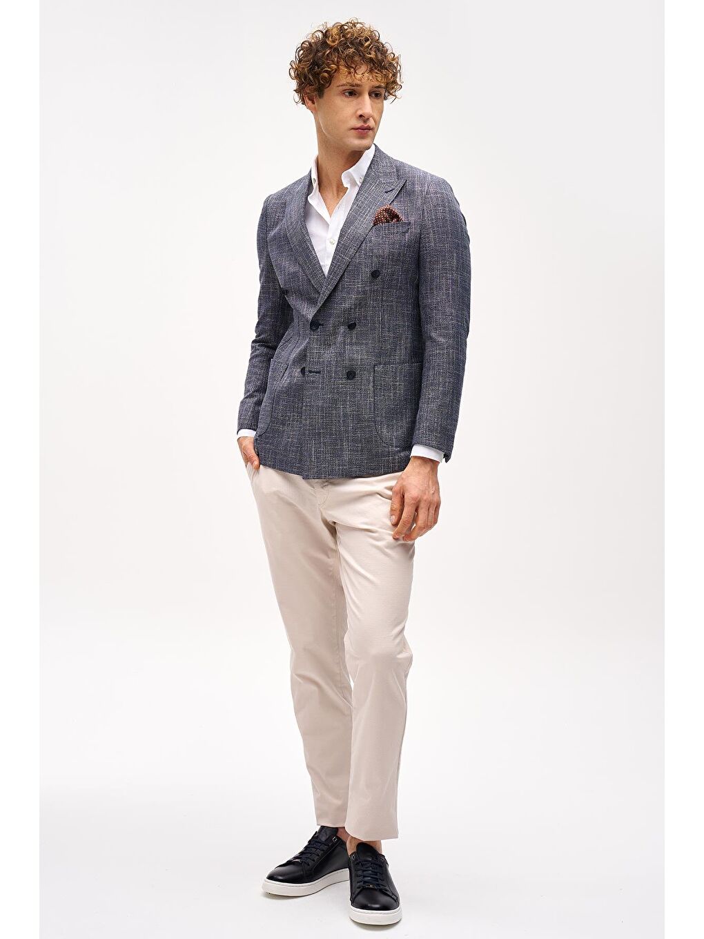 Erkek Lacivert Slim Fit / Dar Kalıp Geniş Kırlangıç Ceket-1