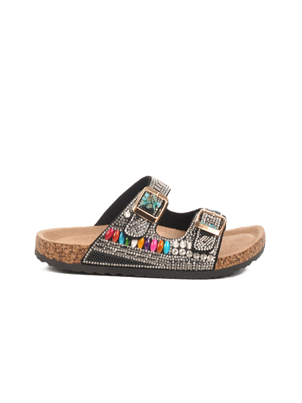 Siyah Taş İşlemeli Kız Çocuk Terlik 25Y106-6 F