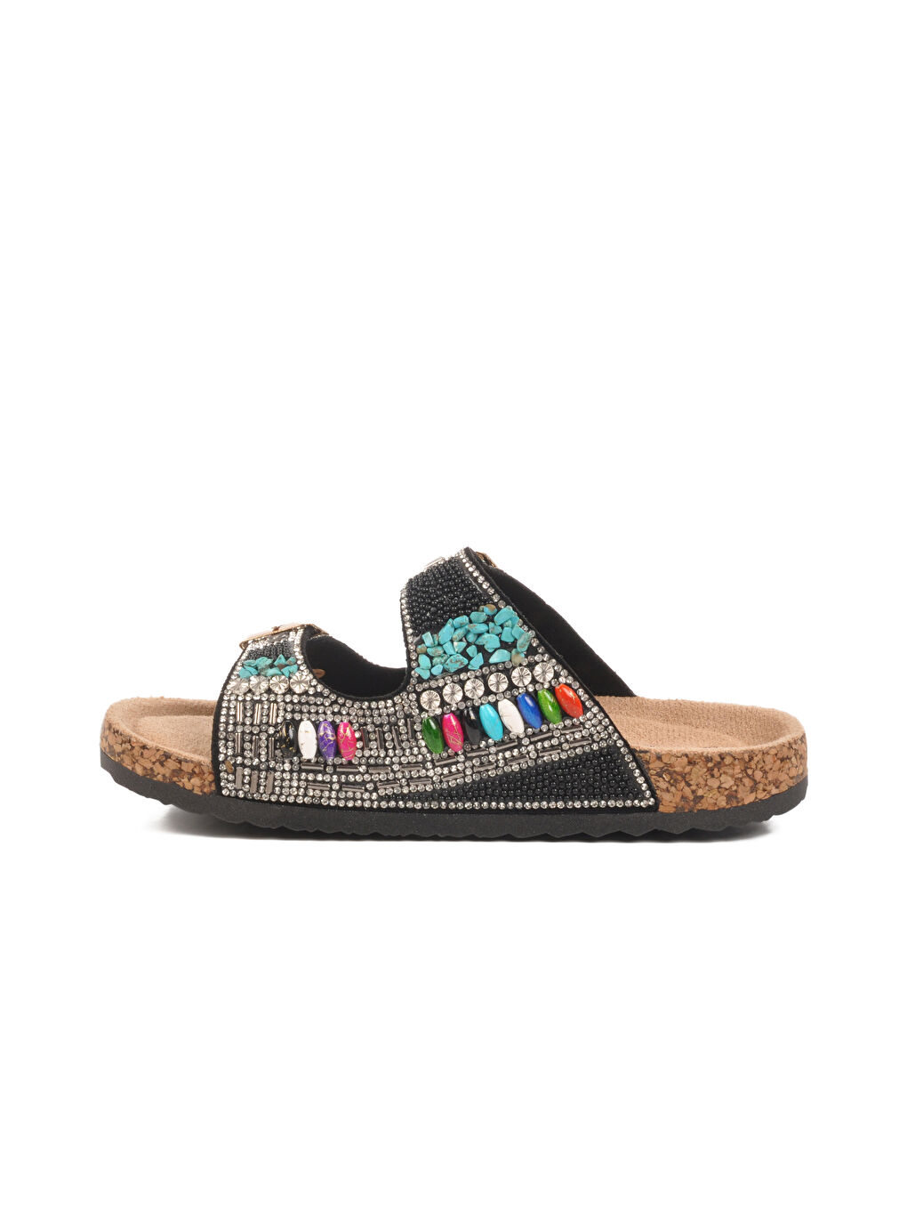 Siyah Taş İşlemeli Kız Çocuk Terlik 25Y106-6 F-1