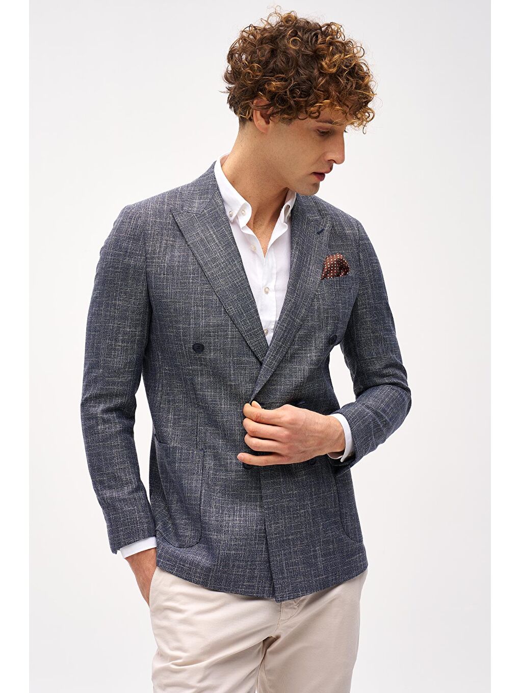 Erkek Lacivert Slim Fit / Dar Kalıp Geniş Kırlangıç Ceket-2