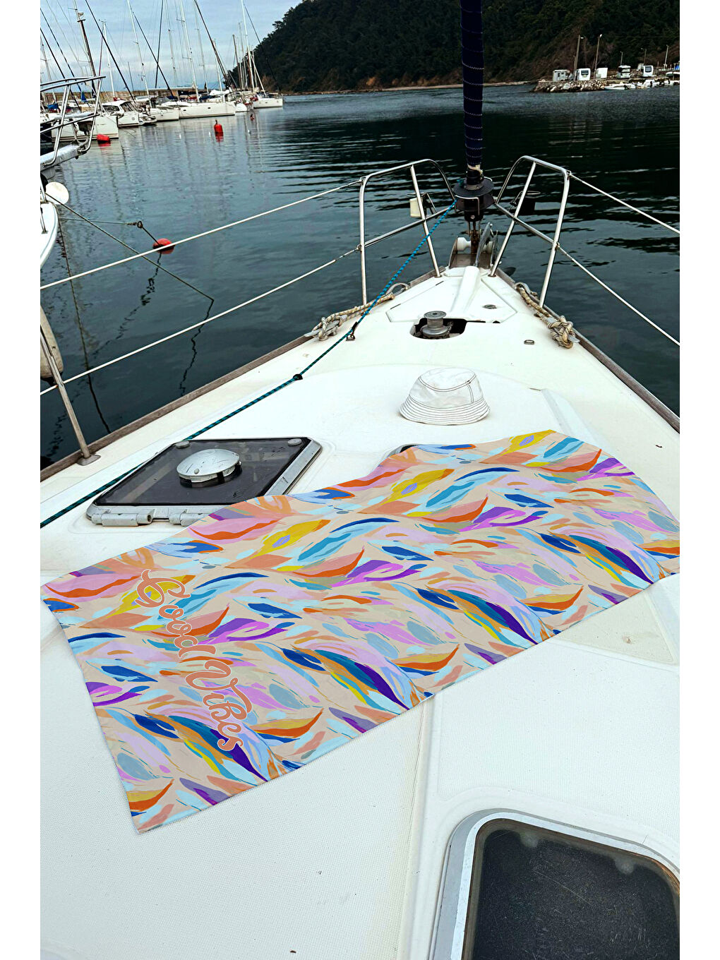 Desenli Deniz Havuz Plaj Havlusu 097 Turuncu-2