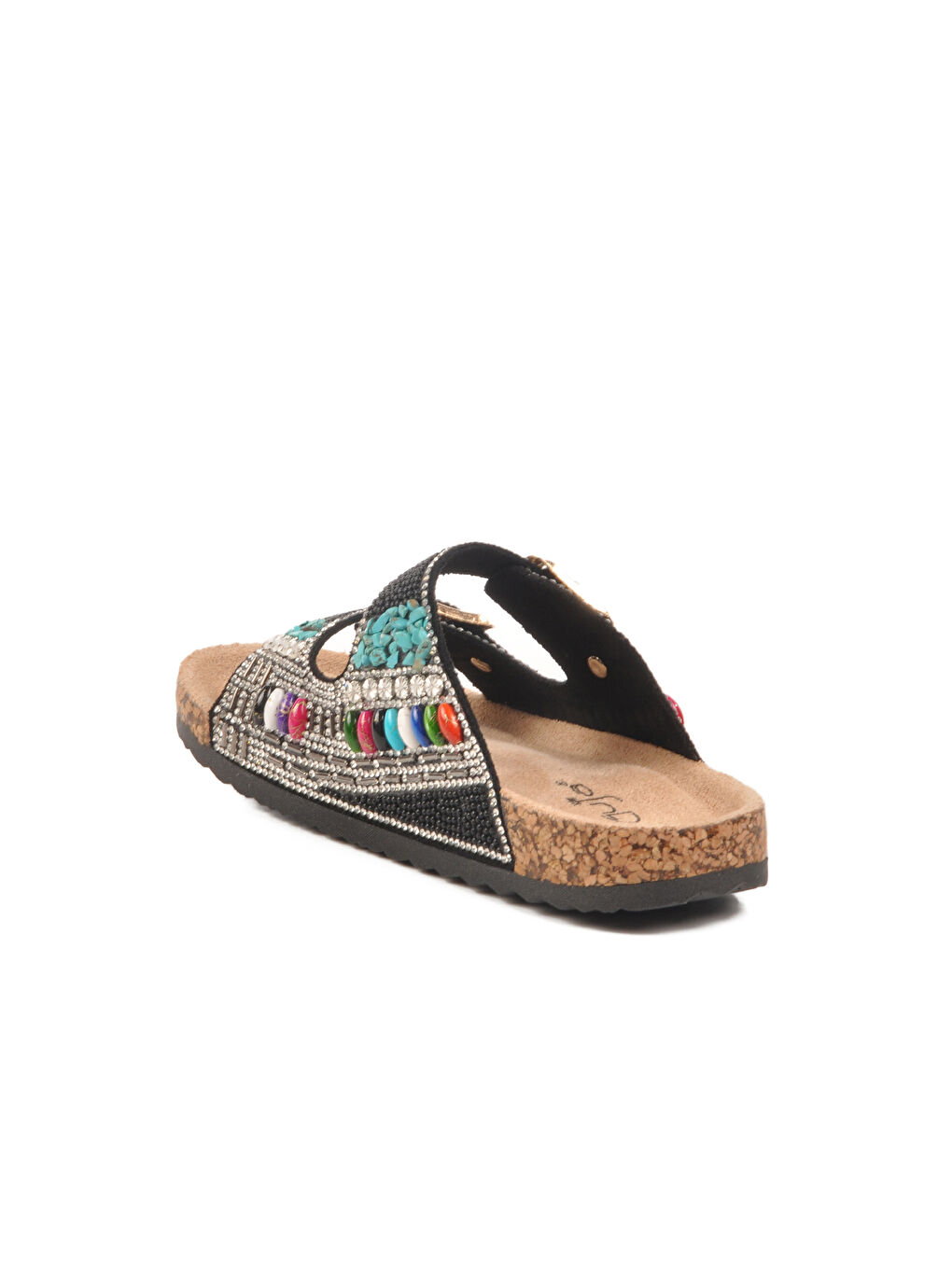 Siyah Taş İşlemeli Kız Çocuk Terlik 25Y106-6 F-3