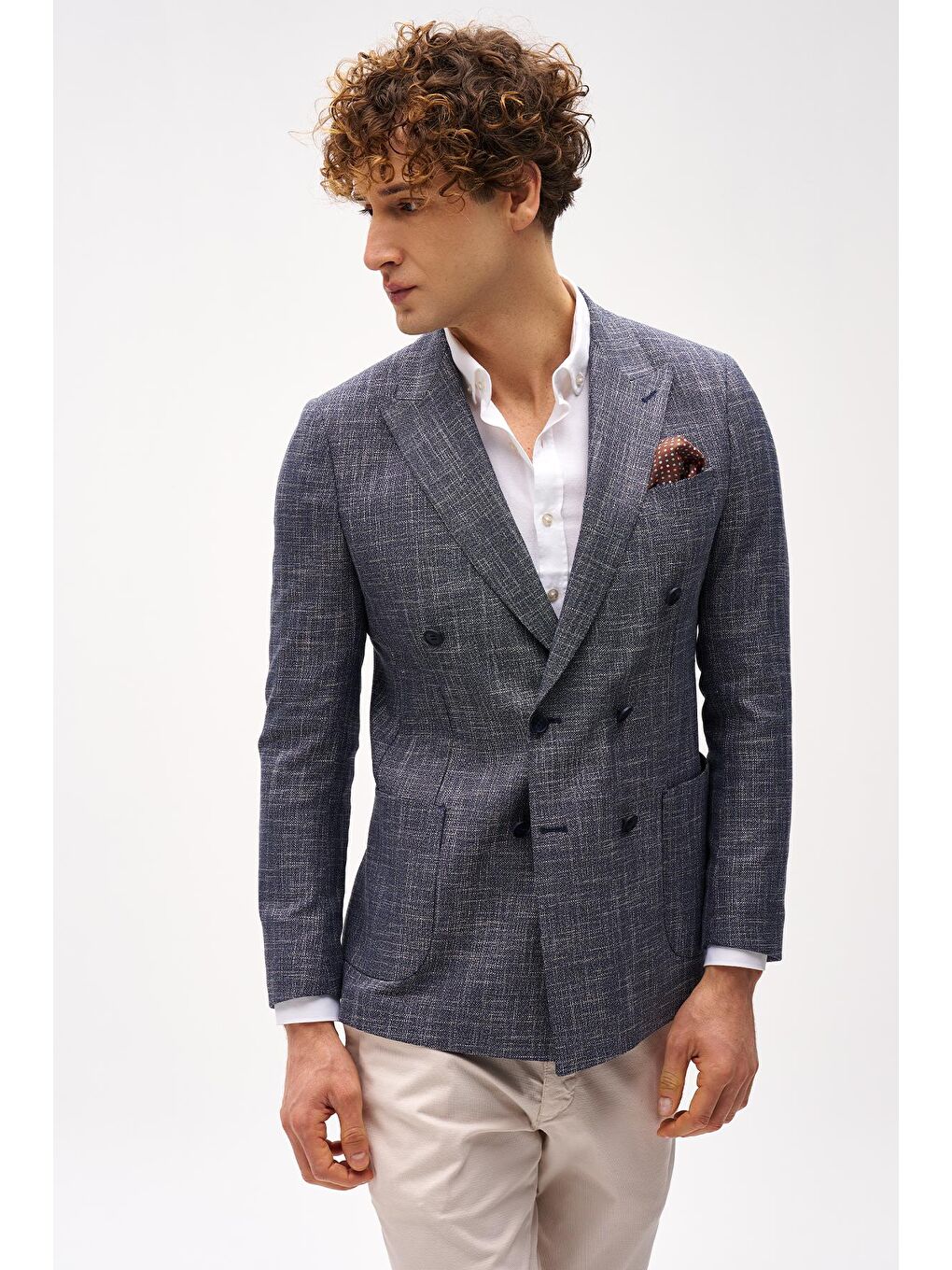 Erkek Lacivert Slim Fit / Dar Kalıp Geniş Kırlangıç Ceket-3