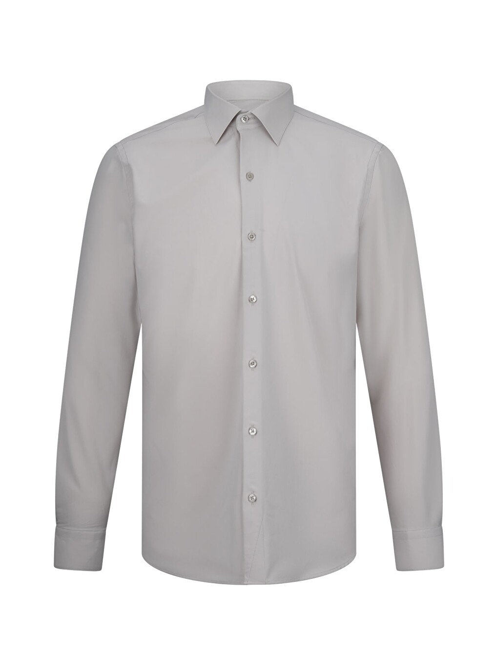 Ekru Comfort Fit Slim Yaka Uzun Kollu Gömlek