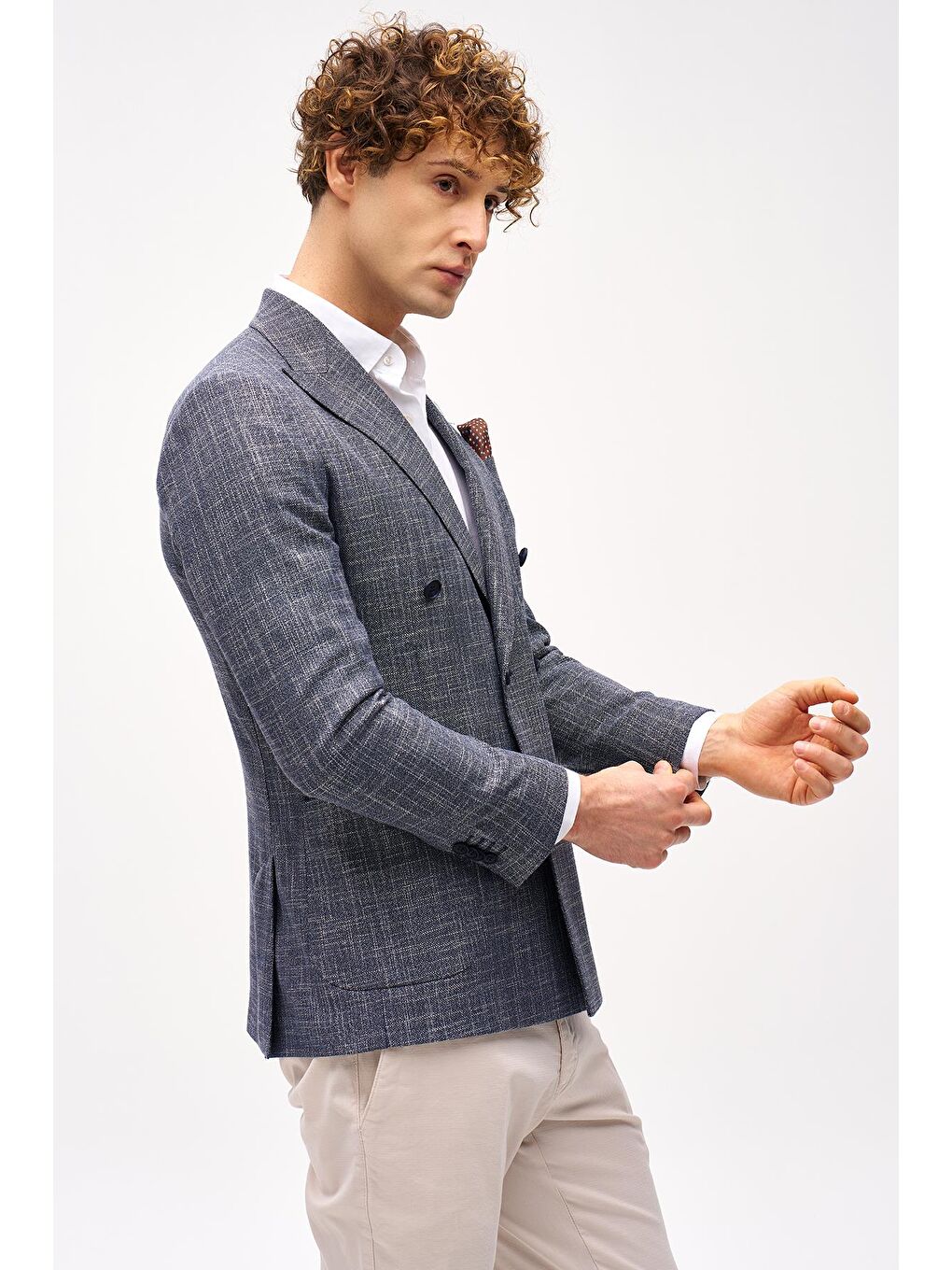 Erkek Lacivert Slim Fit / Dar Kalıp Geniş Kırlangıç Ceket-4