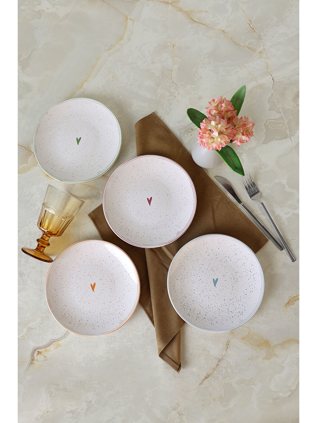 Karışık Livia Ege Pasta Tabağı 20 Cm 4 Adet