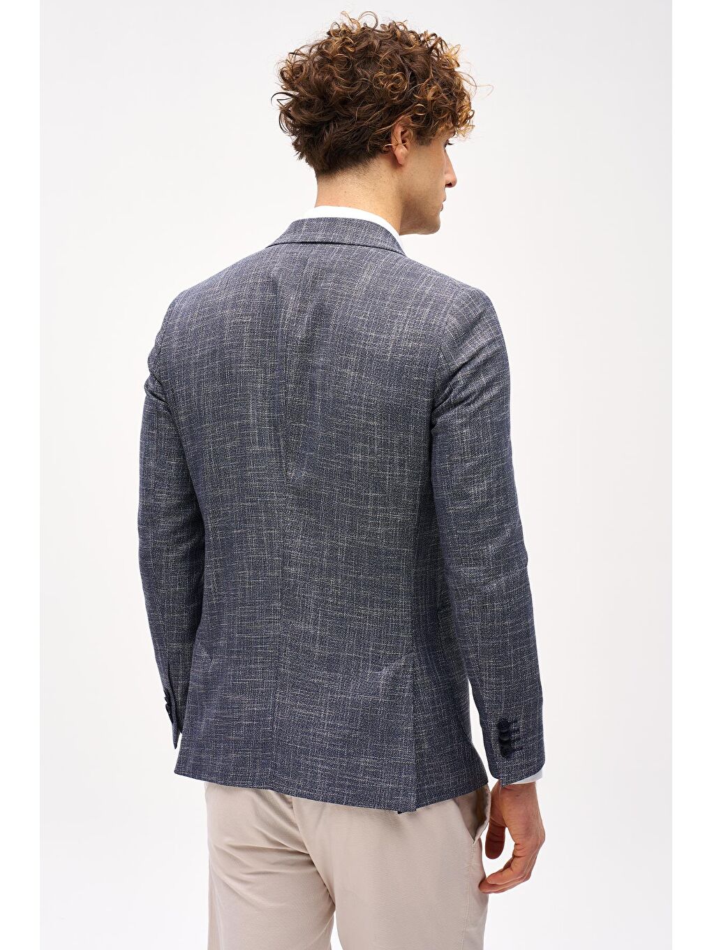 Erkek Lacivert Slim Fit / Dar Kalıp Geniş Kırlangıç Ceket-5