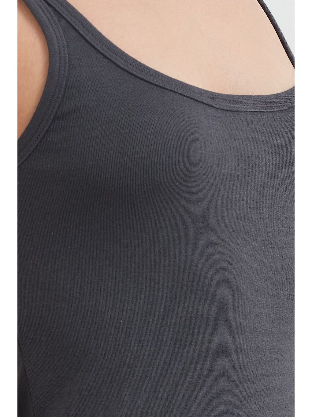 Antrasit Basic Askılı Modal Elbise-4
